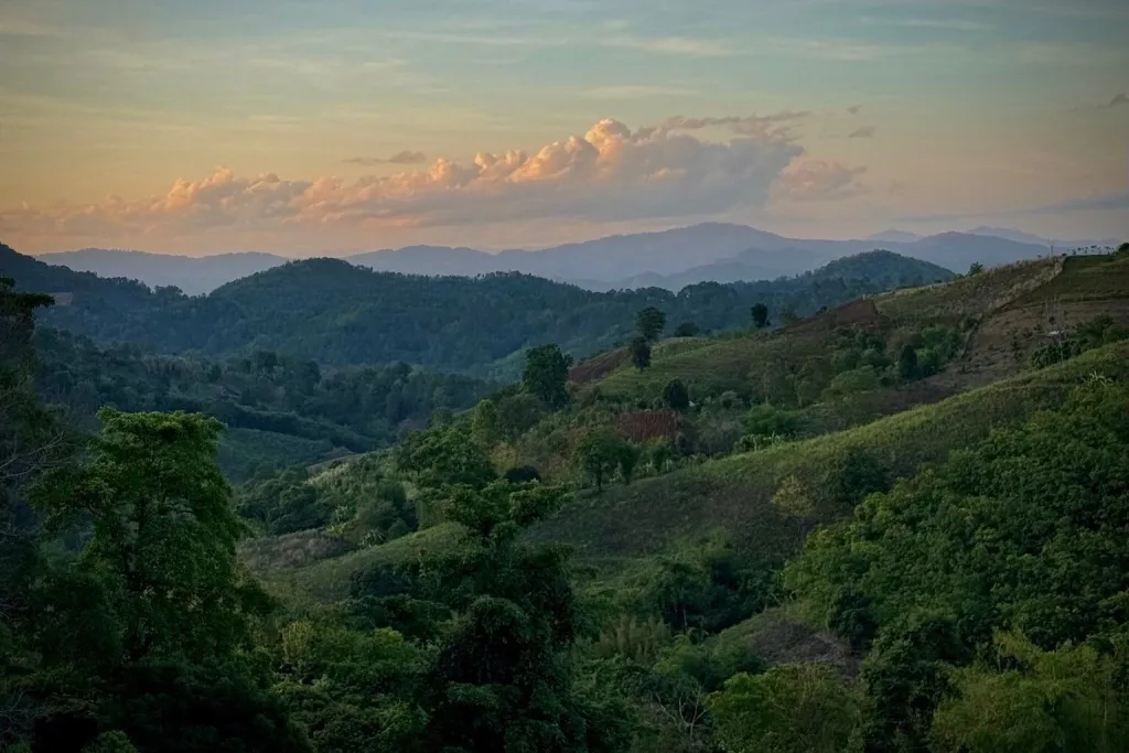 Forested hills and distant ridges in Northern Thailand